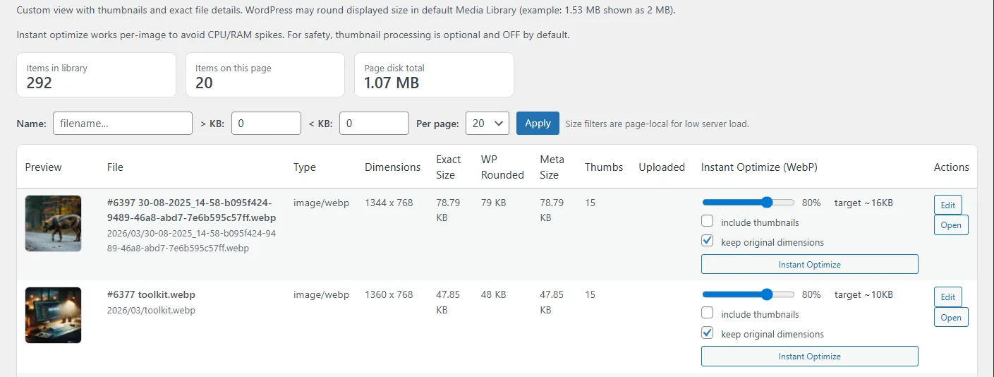 ZeusOpt Bridge WordPress Interface
